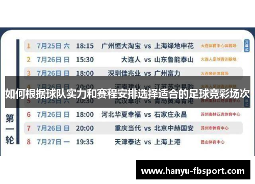 如何根据球队实力和赛程安排选择适合的足球竞彩场次
