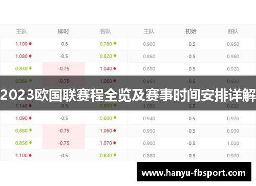 2023欧国联赛程全览及赛事时间安排详解